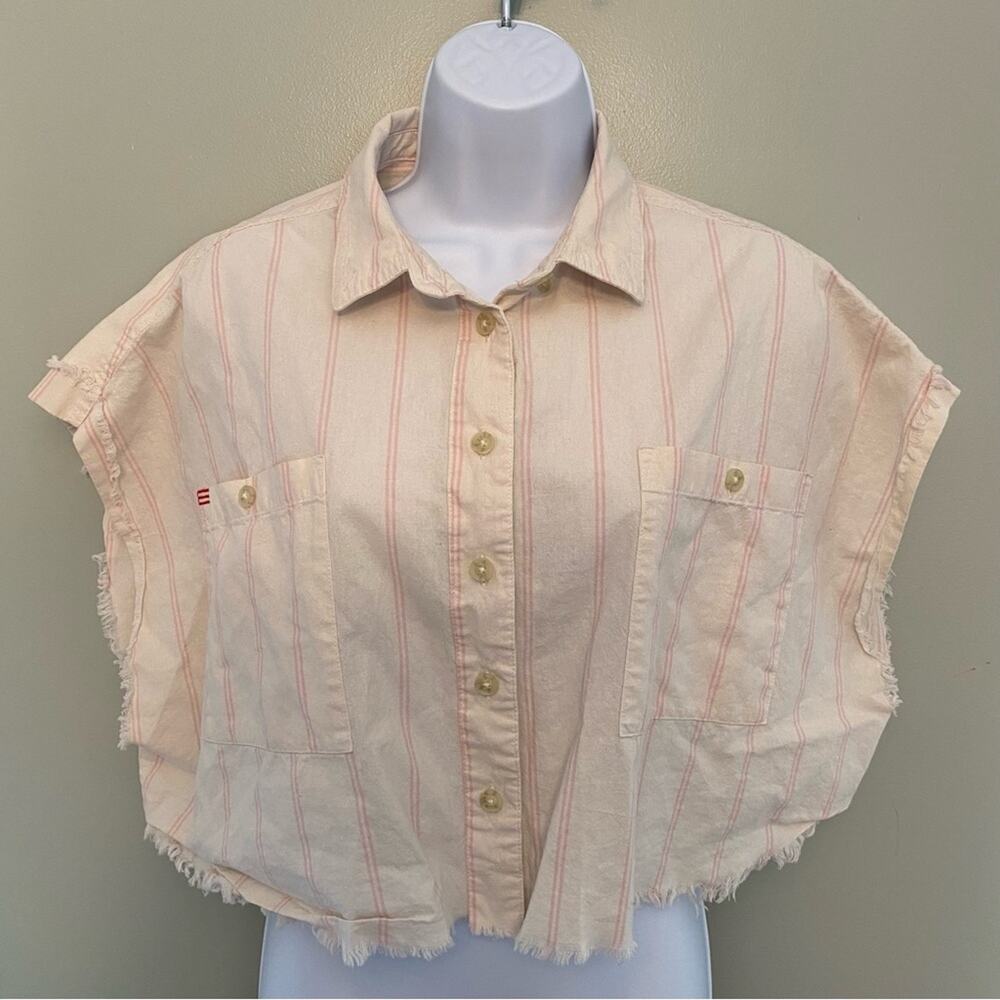 Urban Outfitters BDG Button Down Woman’s Cropped Shirt Sleeve Fringe Medium